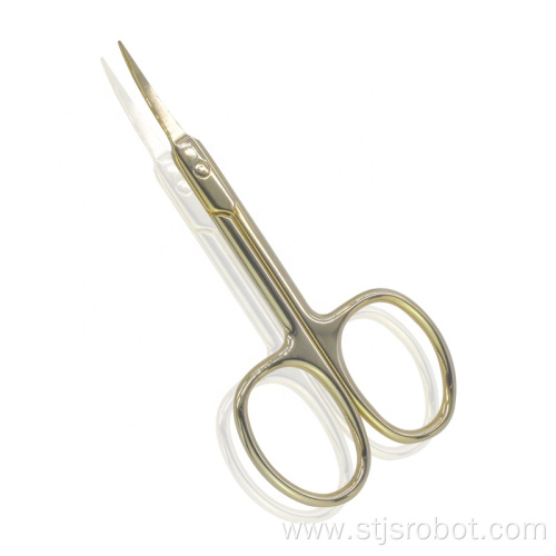 Beauty Tool Gold Color Stainless Steel Curved Beauty Eyebrow Scissors
